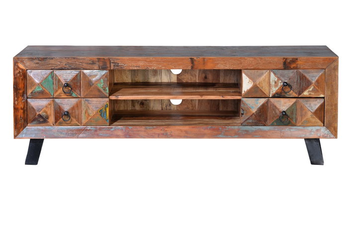 GINER Y COLOMER Meuble TV Diamante en bois recyclé multicolore